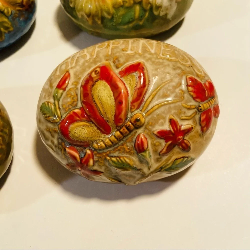 Set of 4 Tranquility and Happiness Inspirational Decor Rock Art. - Picture 5 of 5